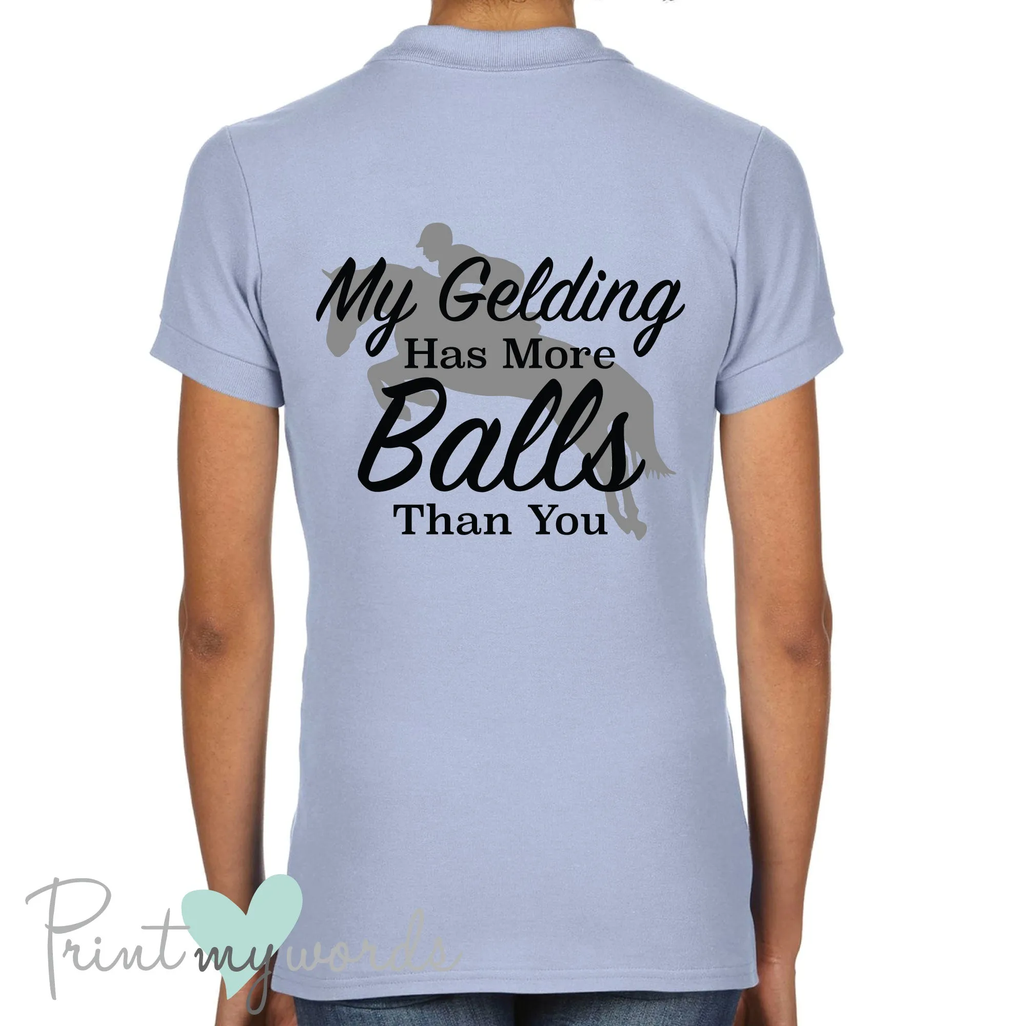 My Gelding Has More Balls Funny Equestrian Polo Shirt